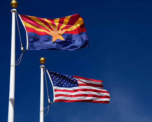 AZ flag and US flag