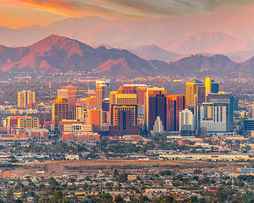 Phornix skyline with mountain background