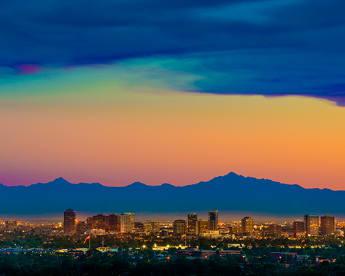 Phornix skyline with sunset